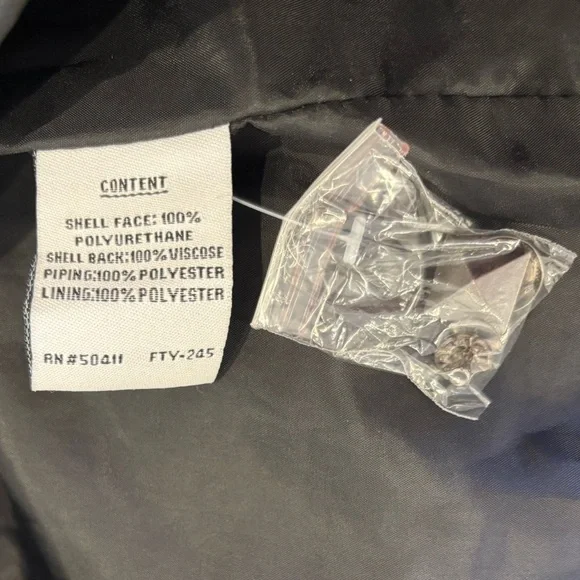 NWT 90s BLACK STUDDED MOTO JACKET ROCKABILLY VEGAN LEATHER JESSICA SIMPSON SZ XL - Picture 11 of 11